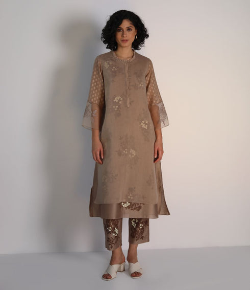 Kizuna beige tonal yuri print kurta set