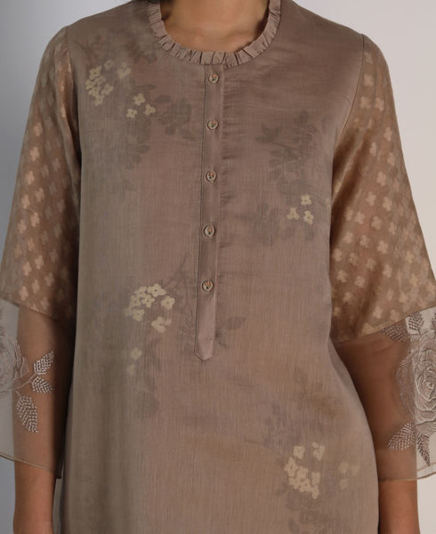 Kizuna beige tonal yuri print kurta set