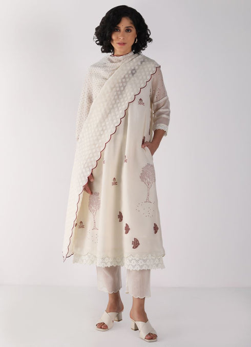 Kizuna ivory block print kurta set