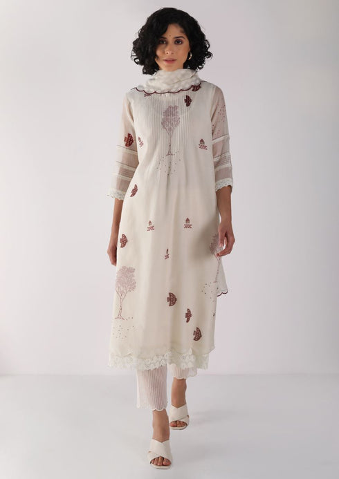 Kizuna ivory block print kurta set