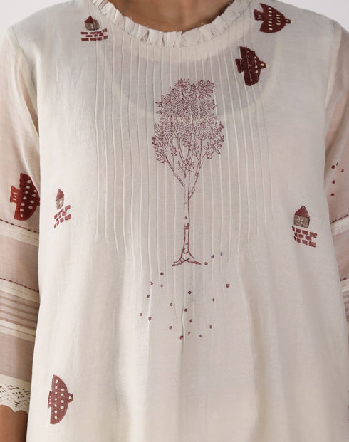 Kizuna ivory block print kurta set