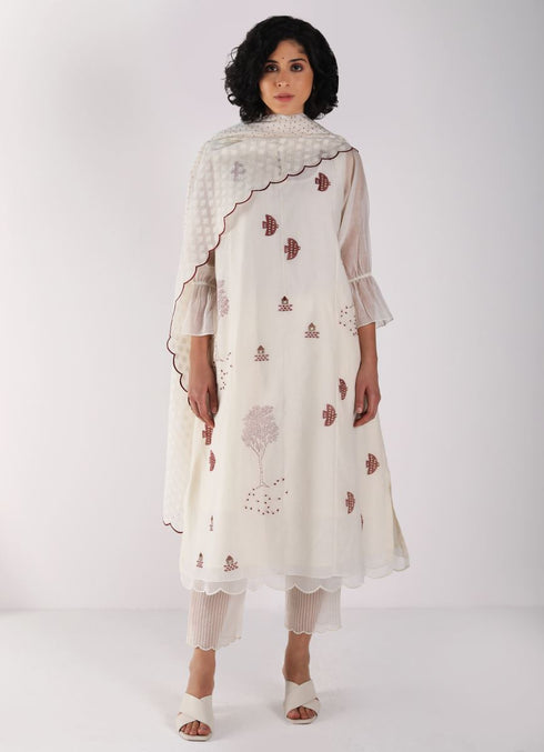 Kizuna ivory hakoni print kurta set