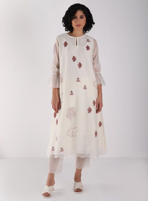 Kizuna ivory hakoni print kurta set