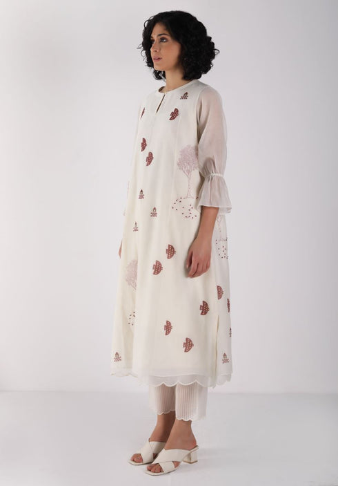 Kizuna ivory hakoni print kurta set