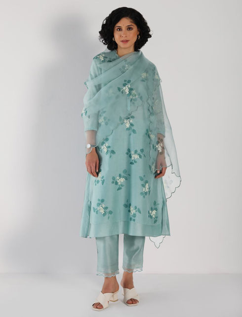Kizuna mint sakura print kurta set