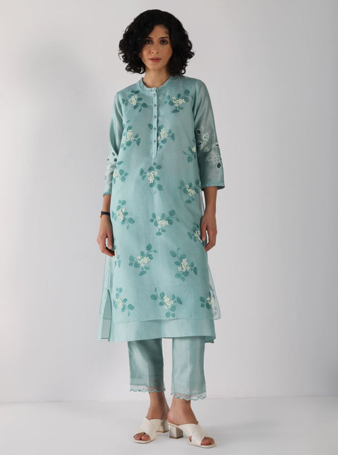 Kizuna mint sakura print kurta set