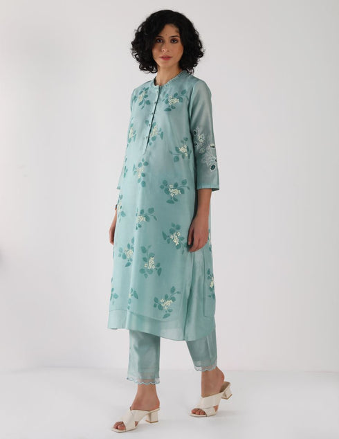 Kizuna mint sakura print kurta set
