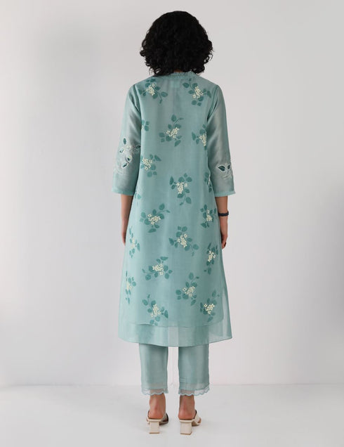 Kizuna mint sakura print kurta set