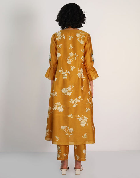 Kizuna ochre yuri print kurta set