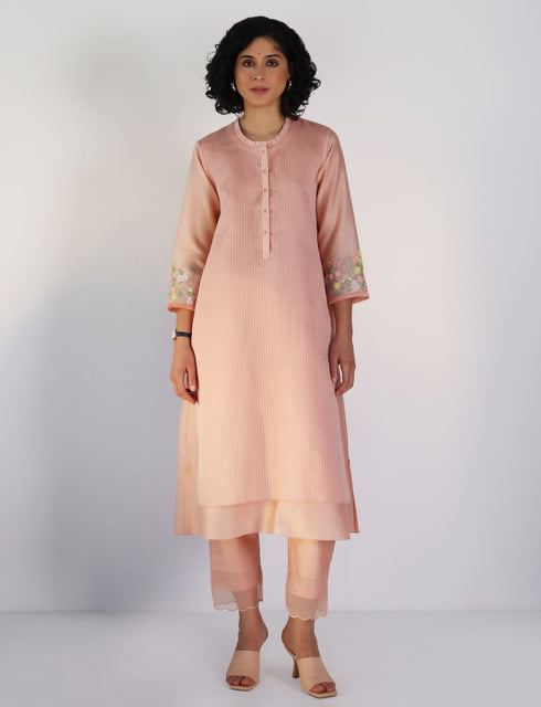 Kizuna old rose double layered kurta set