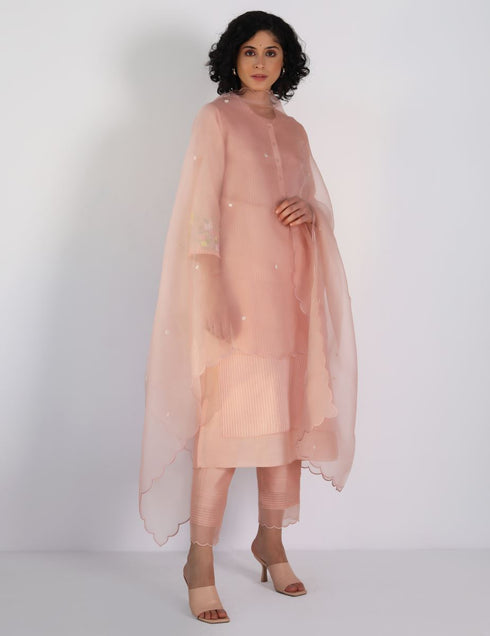 Kizuna old rose double layered kurta set