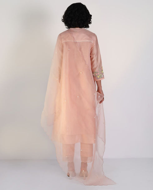 Kizuna old rose double layered kurta set