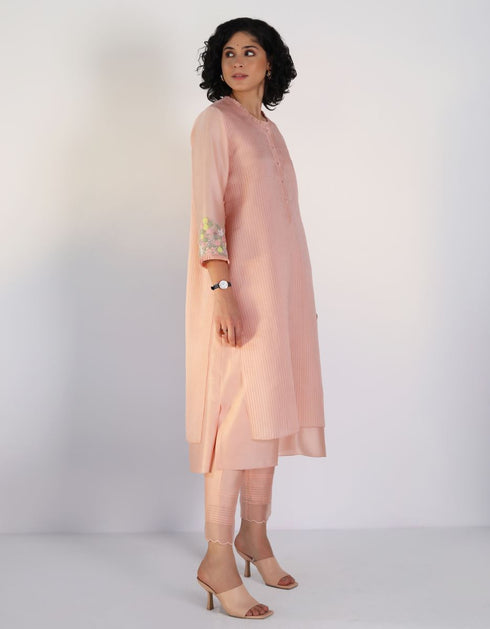 Kizuna old rose double layered kurta set