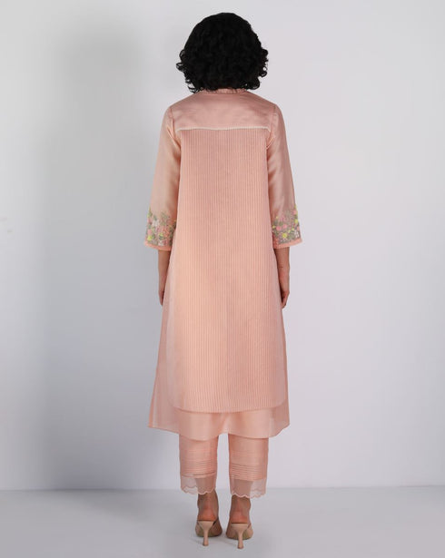 Kizuna old rose double layered kurta set