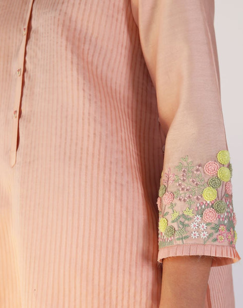 Kizuna old rose double layered kurta set