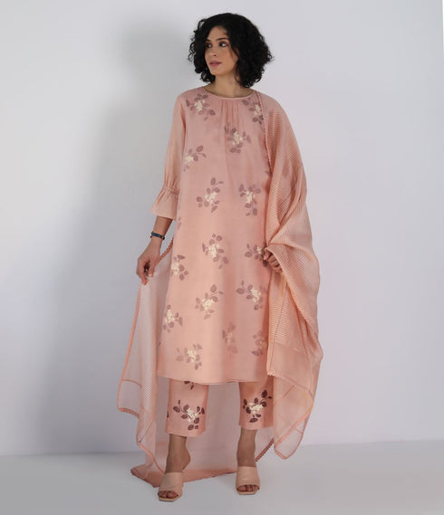 Kizuna old rose sakura print kurta set