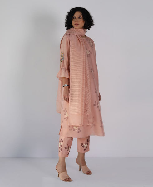 Kizuna old rose sakura print kurta set