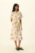 Koreana ivory check belted dress