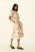 Koreana ivory check belted dress