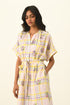 Koreana ivory check belted dress