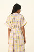 Koreana ivory check belted dress