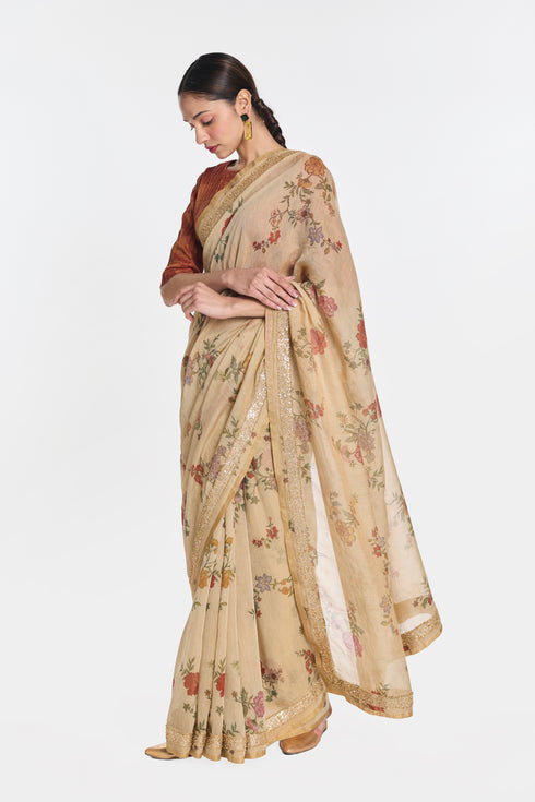 Kumudini beige sari