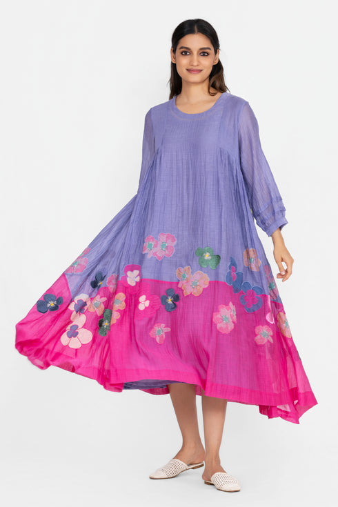 Lavender and pink floral dress