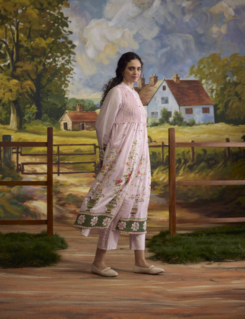 Lavender pintuck kurta