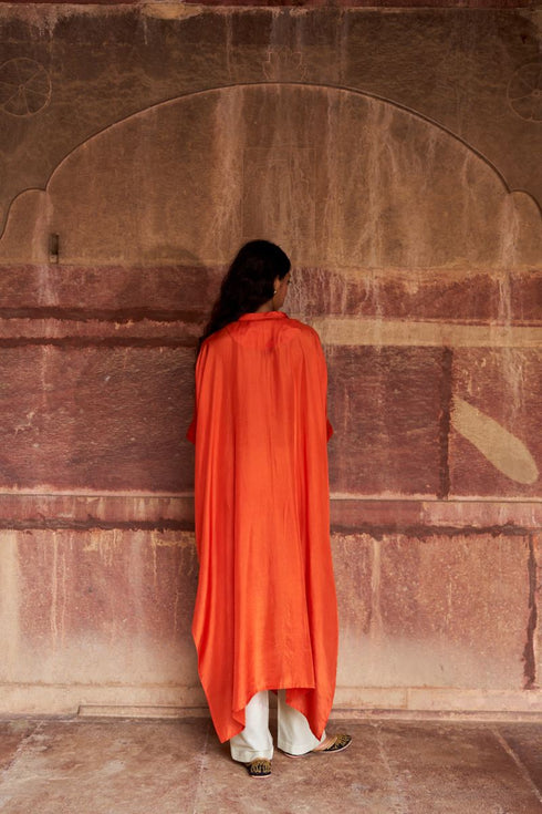 Leher kesariya kaftan set