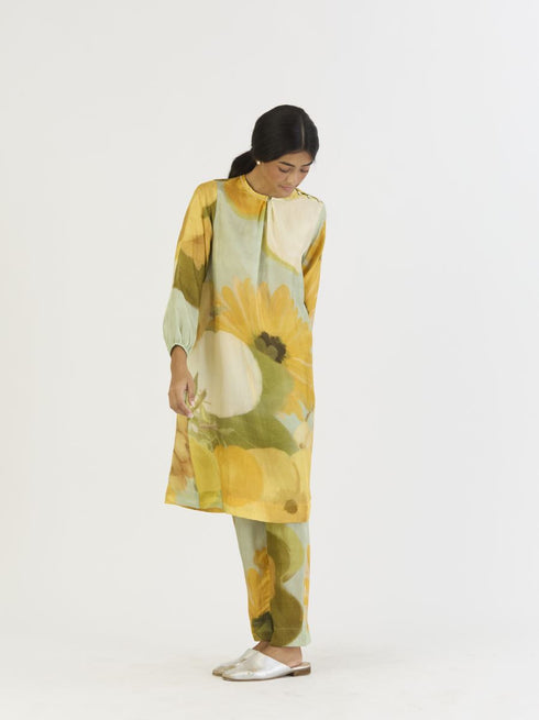 Lemonade yellow silk kurta set