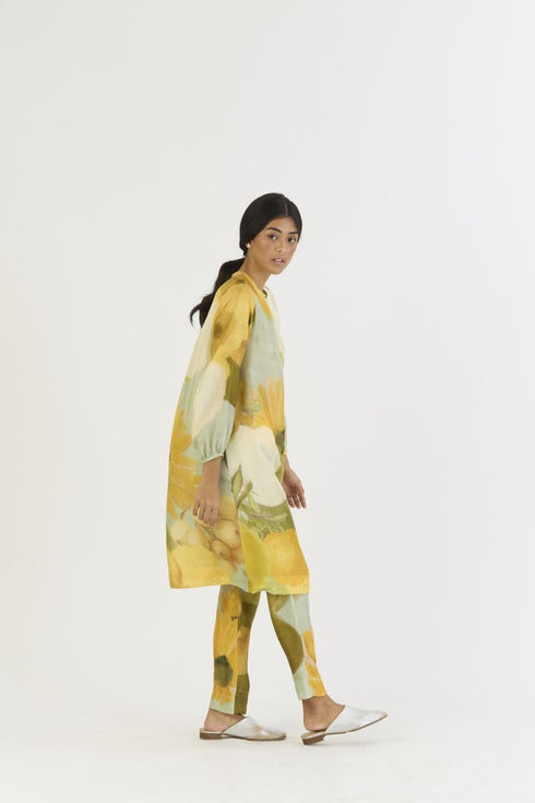 Lemonade yellow silk kurta set