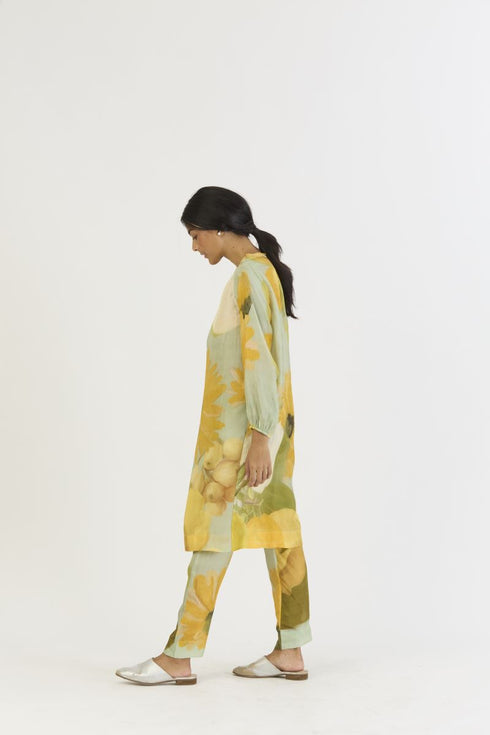 Lemonade yellow silk kurta set