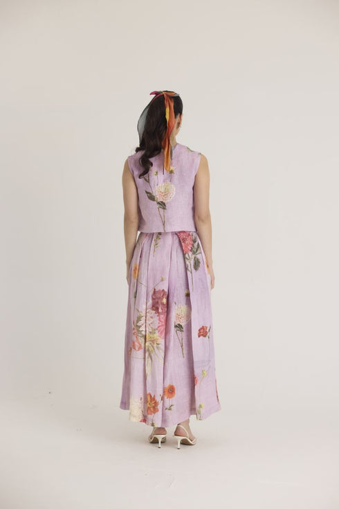 Lilac giggle berry linen top and skirt set