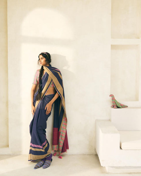 Lila twilight blue sari