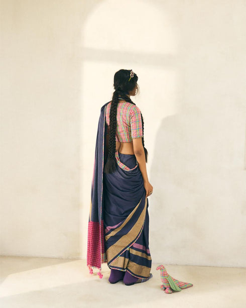 Lila twilight blue sari