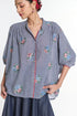 Lisianthus blue gingham check top