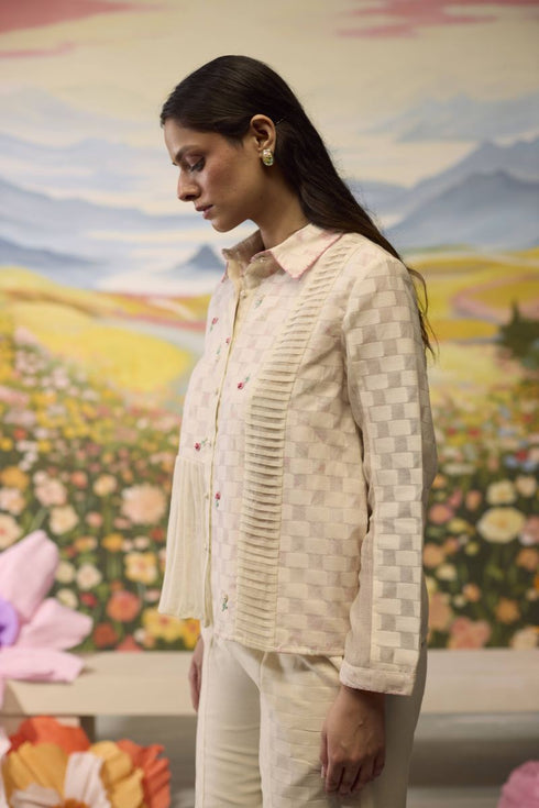 Lumina bone white checkered shirt