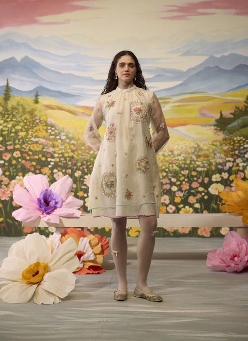 Lumina bone white embroidered dress