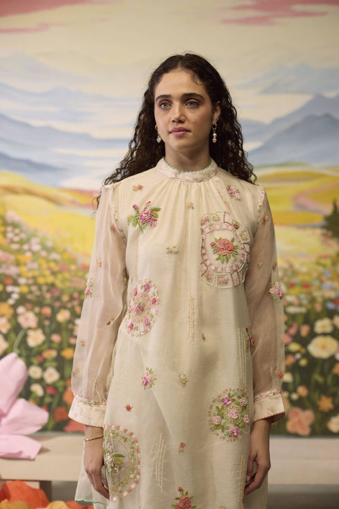 Lumina bone white embroidered dress