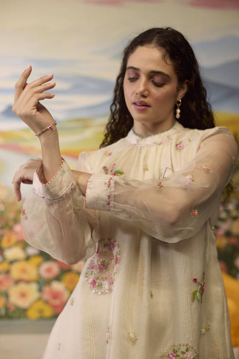Lumina bone white embroidered dress