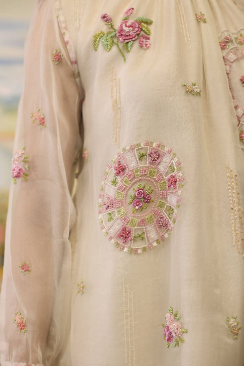 Lumina bone white embroidered dress