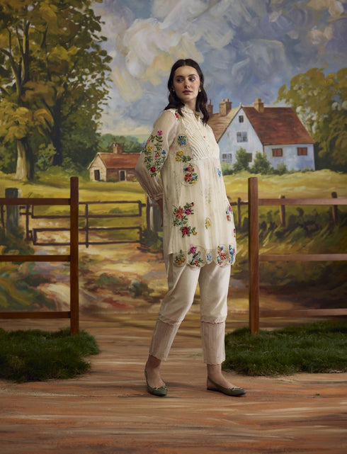 Lumina bone white embroidered kurta