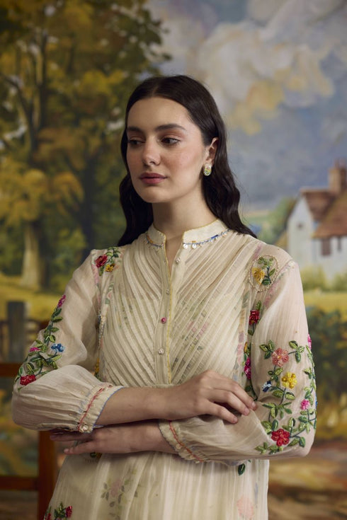 Lumina bone white embroidered kurta