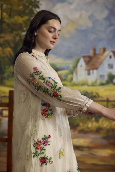 Lumina bone white embroidered kurta