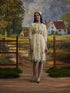Lumina bone white floral cotton dress