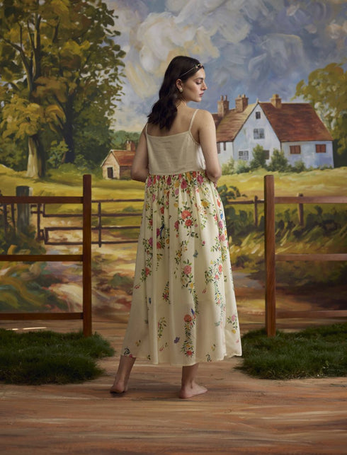 Lumina bone white floral dress