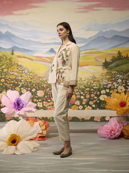 Lumina bone white floral jacket