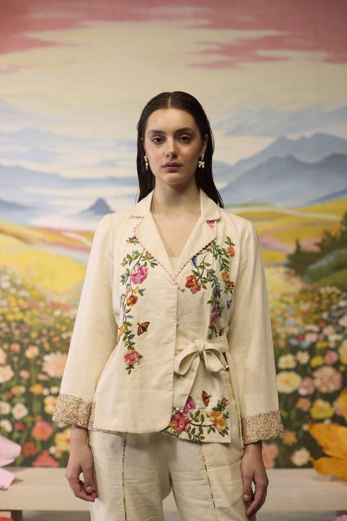 Lumina bone white floral jacket