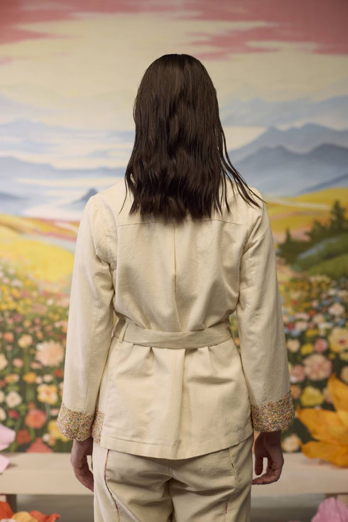 Lumina bone white floral jacket