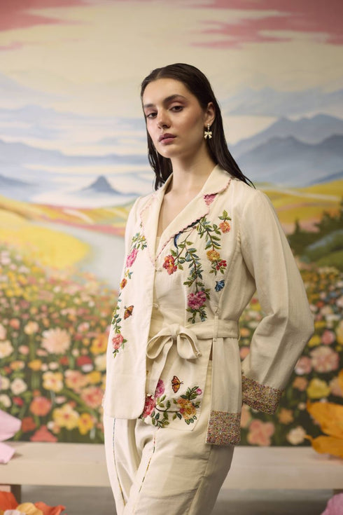 Lumina bone white floral jacket